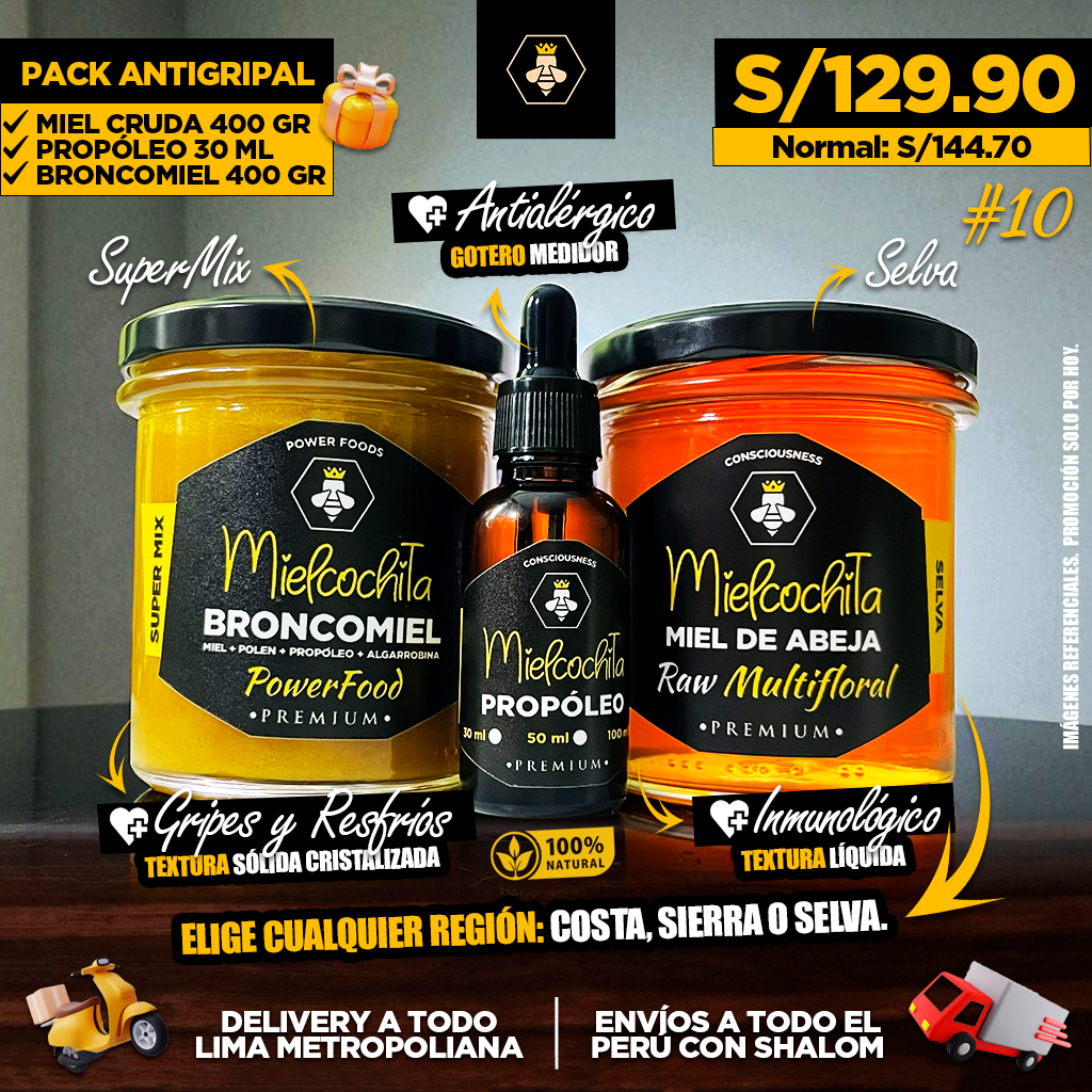 PACK ANTIGRIPAL | BRONCOMIEL + PROPÓLEO + MIEL CRUDA